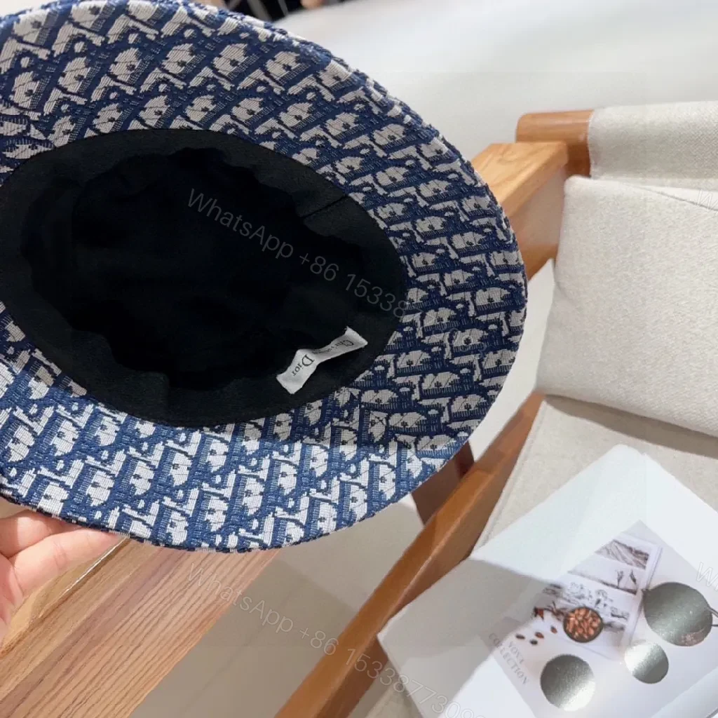 View 9 of Navy Off-White Jacquard Bucket Hat: Compact, Textured Style