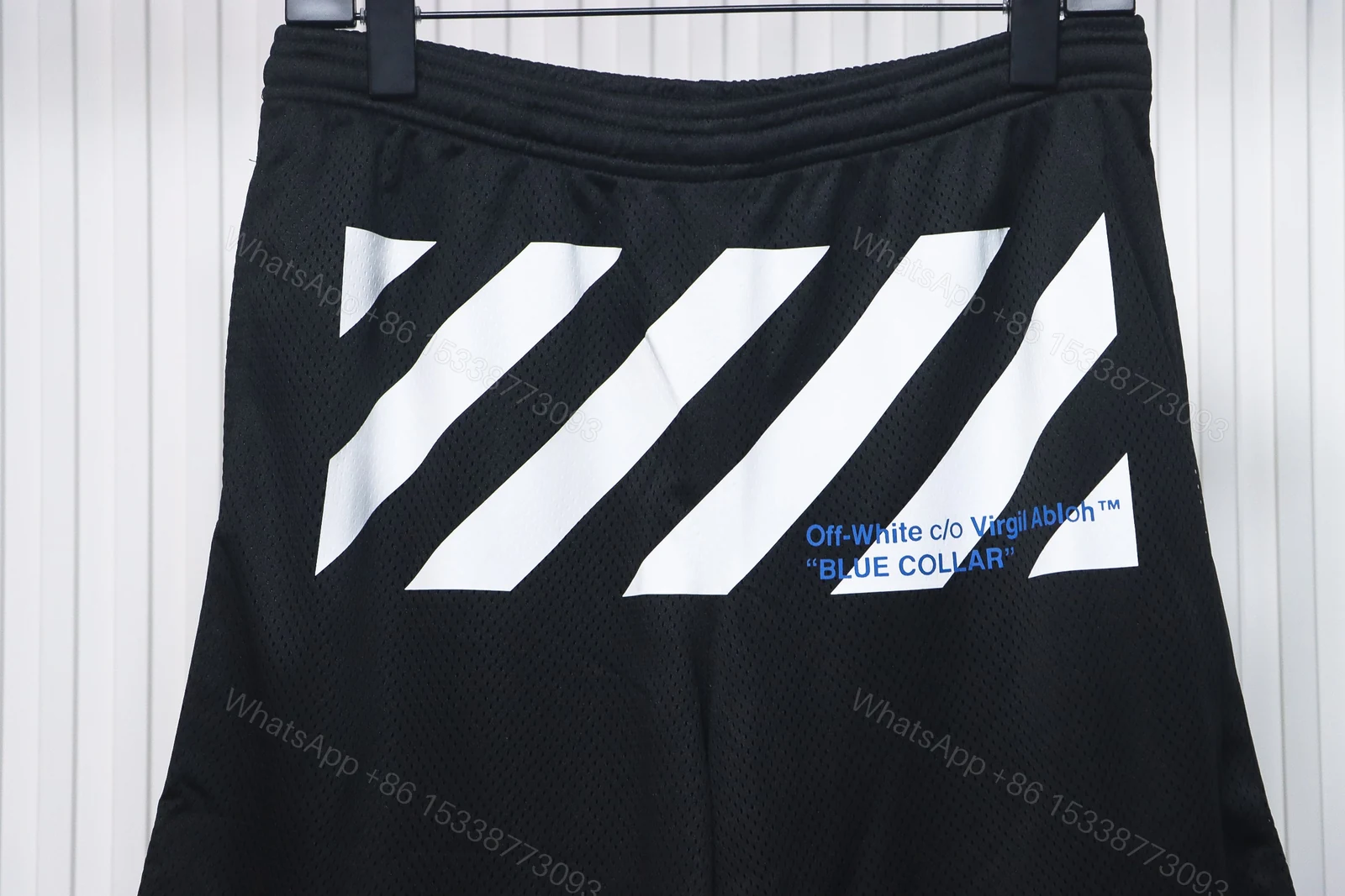 View 2 of Off-White Front Printed Mesh Shorts