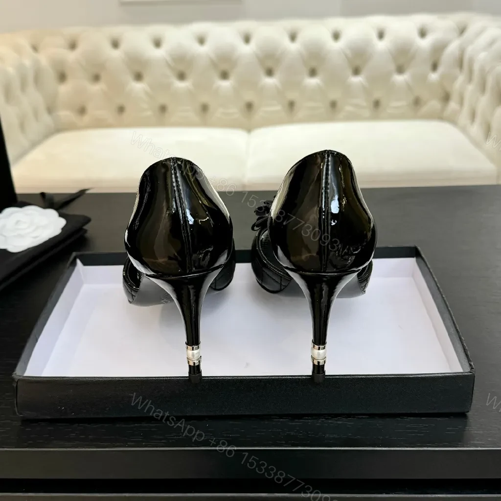 View 7 of Black Satin Floral Overlay Sandals – Luxe Stiletto, Open-Toe, Memory-Foam Comfort