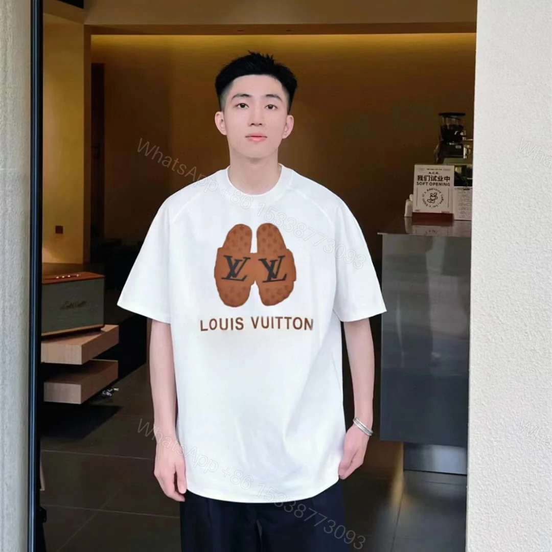 View 12 of 高仿LV*1AFR0039拖鞋麂皮貼佈T恤白色
