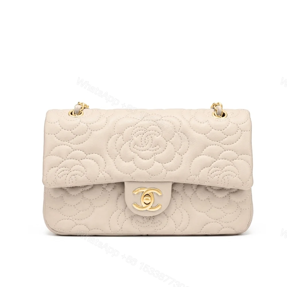 Chanel Flap Bag With Camellia Flower Chain Beige 26Cm — view 1