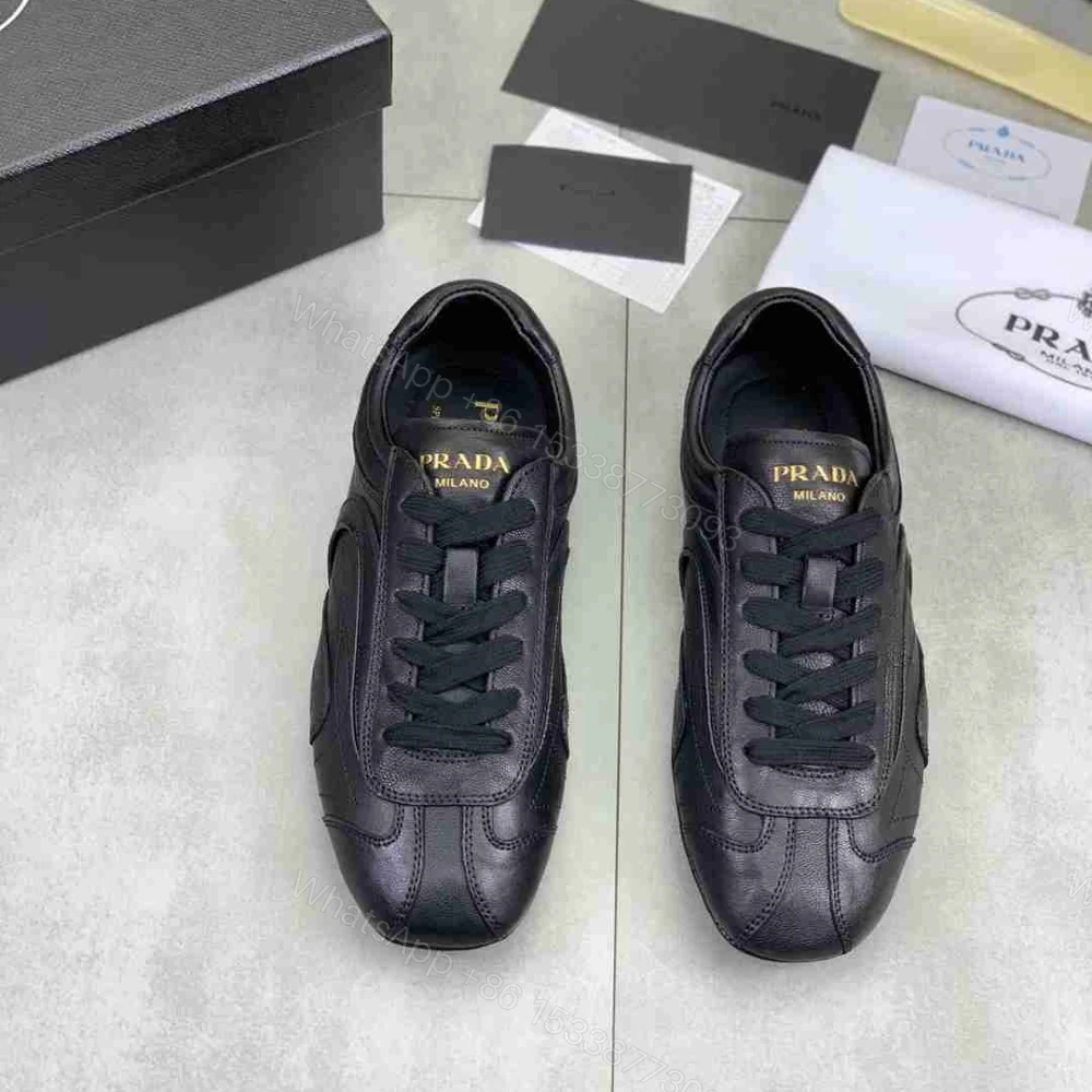 View 3 of Prada Montecarlo Re Edition 2005 Antiqued Nappa Leather Sneakers Black