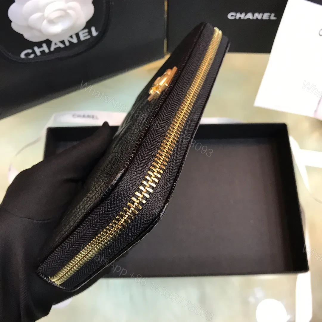 View 5 of Chanel Wallet Black Grained Leather Gold Lock 19×10.5cm