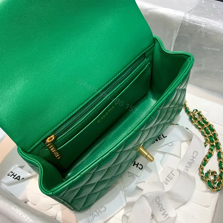 View 7 of Emerald Quilted Crossbody â€“ Gold Hardware, Everyday Luxe