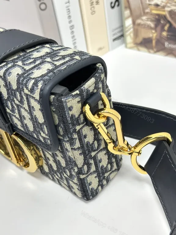 View 8 of Goldâ€‘tone Beltbag in Diorâ€‘style Monogram Leather Trim