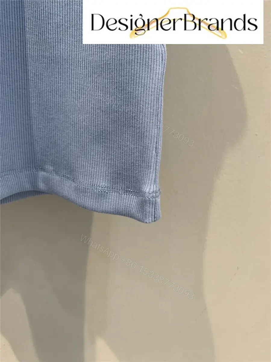 View 6 of Celine Blue Silk-Cotton Blend Ribbed Tank Top