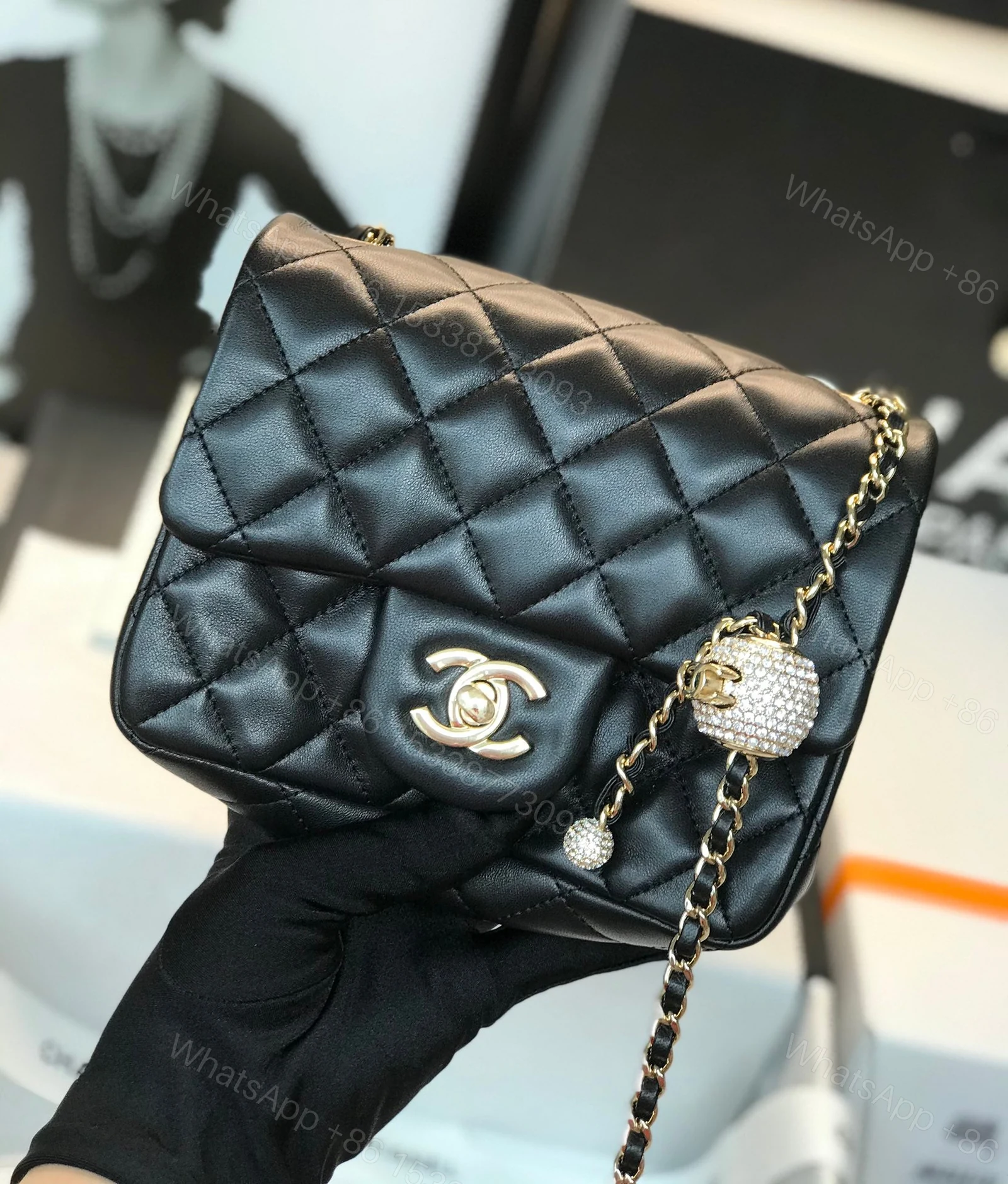 View 3 of Chanel Classic Mini Square Black