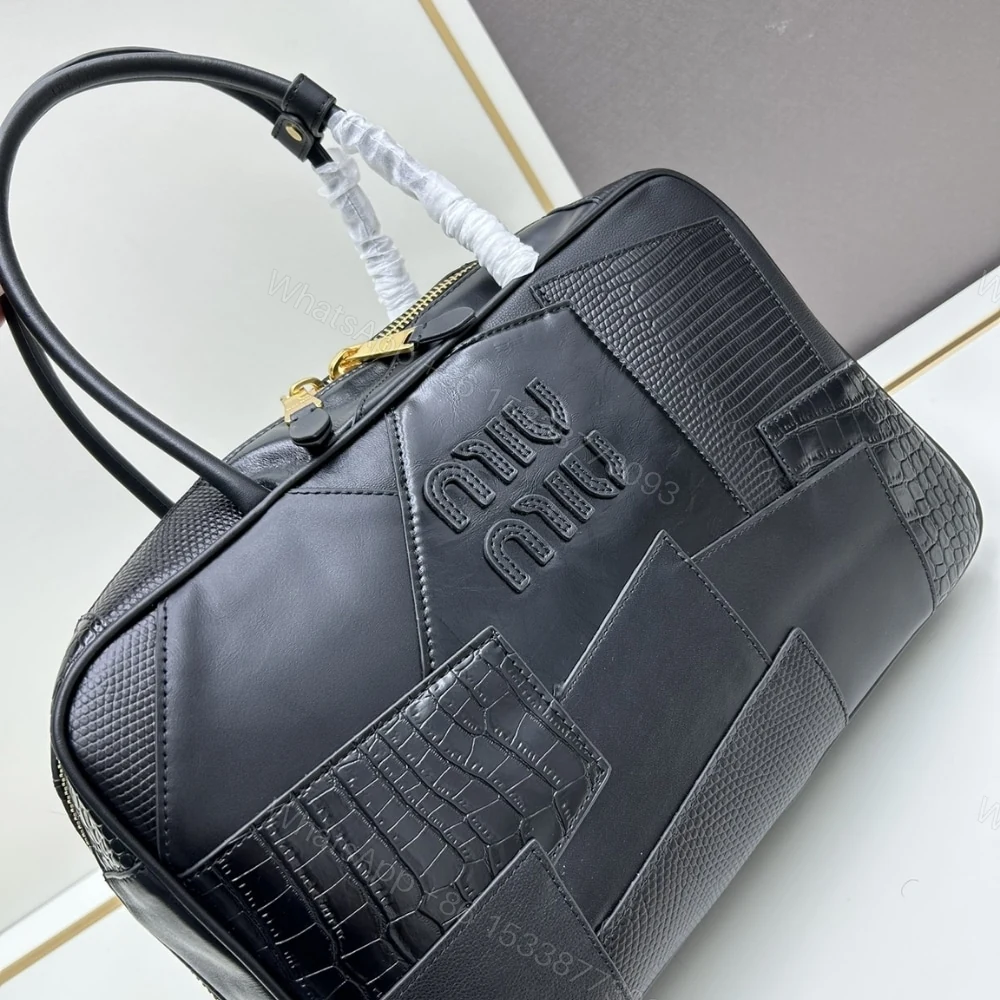 View 4 of MIUMIU PATCHWORK BEAU BAG BLACK 35CM