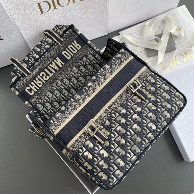 View 8 of Navy Cream Monogram Messenger: Dior-Inspired Luxury Crossbody