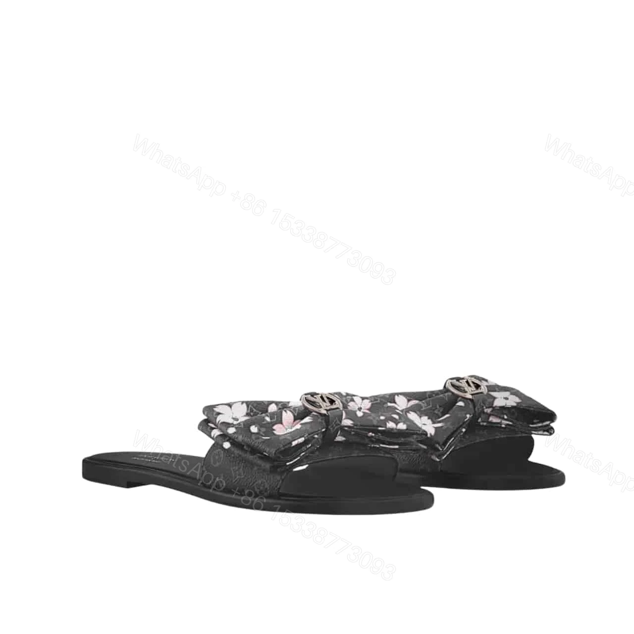 LOUIS VUITTON X TAKASHI MURAKAMI LILY FLAT MULE MONOGRAM BLACK — view 1
