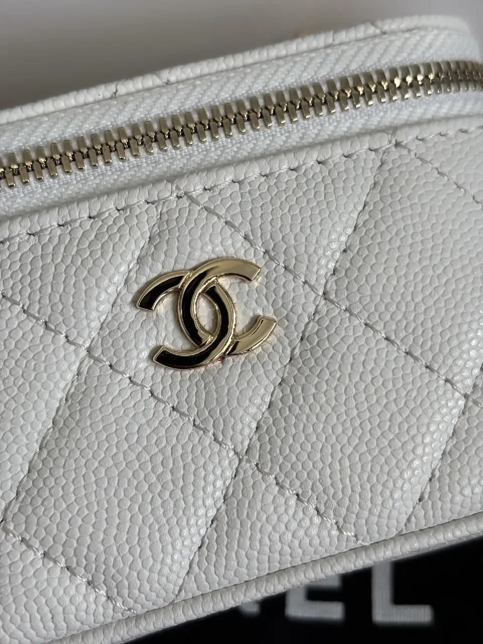 View 3 of White Quilted Mini Bag with Gold Chain, Luxe Everyday Carry