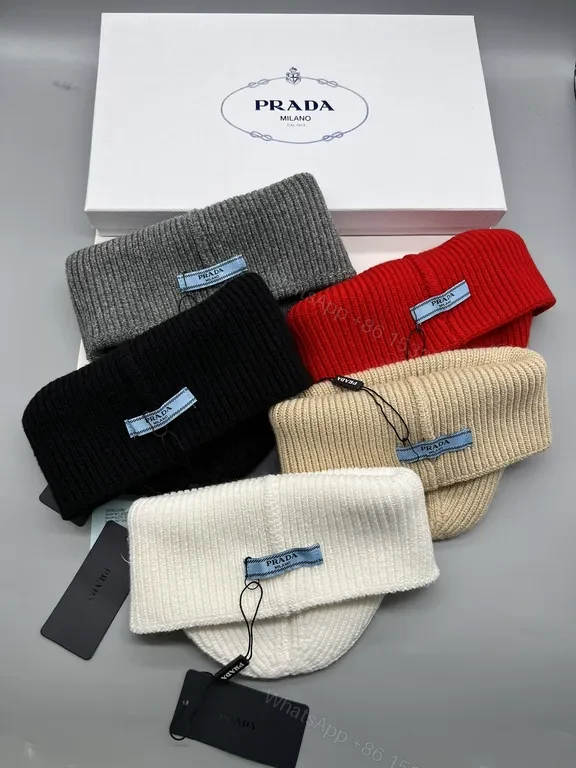 View 9 of Bold Red Prada Knit Beanie: Warm, Luxury Craft, Unisex Style
