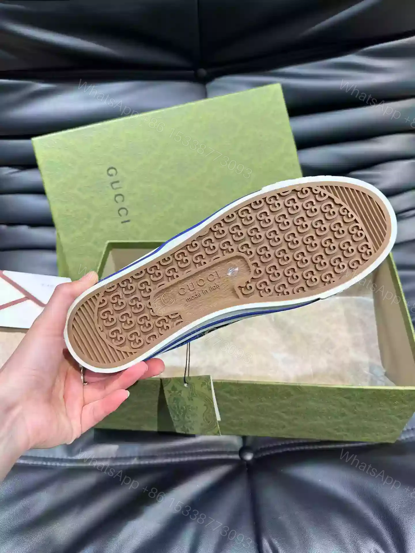 View 9 of GUCCI TENNIS 1977 HIGH-TOP SHOES SNEAKERS IN BLACK/BLUE – GC284