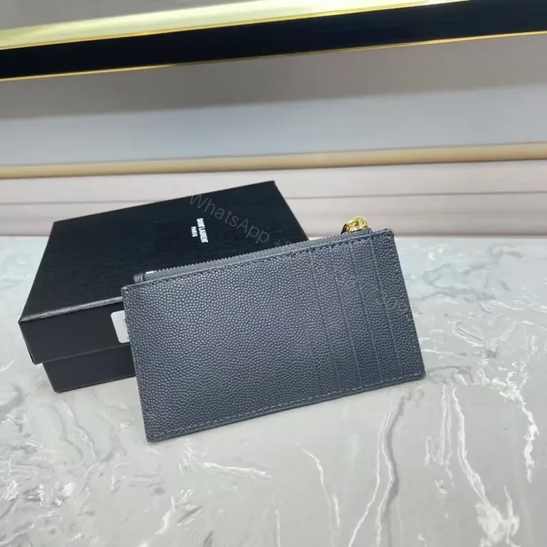 View 2 of Quilted YSL-Style Wallet: Slim, Gold-Hardware Luxury