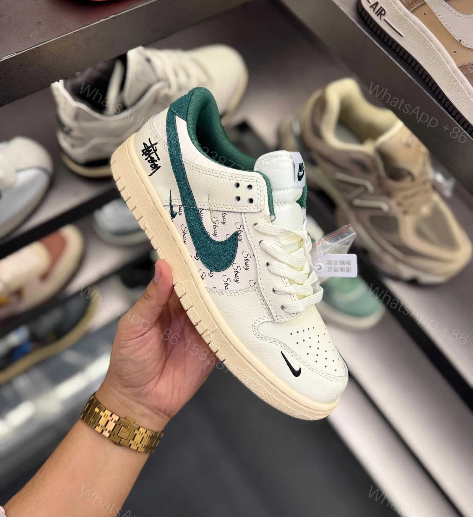 View 4 of FIRST COPY NIKE SB DUNK STUSSY WHITE GREEN 2025