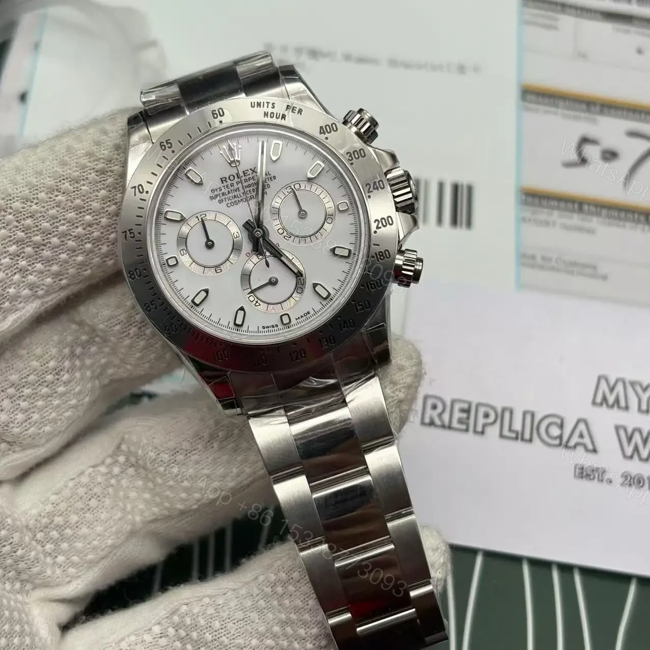 View 2 of Replica Silver Rolex Daytona Swiss Clone model 116520