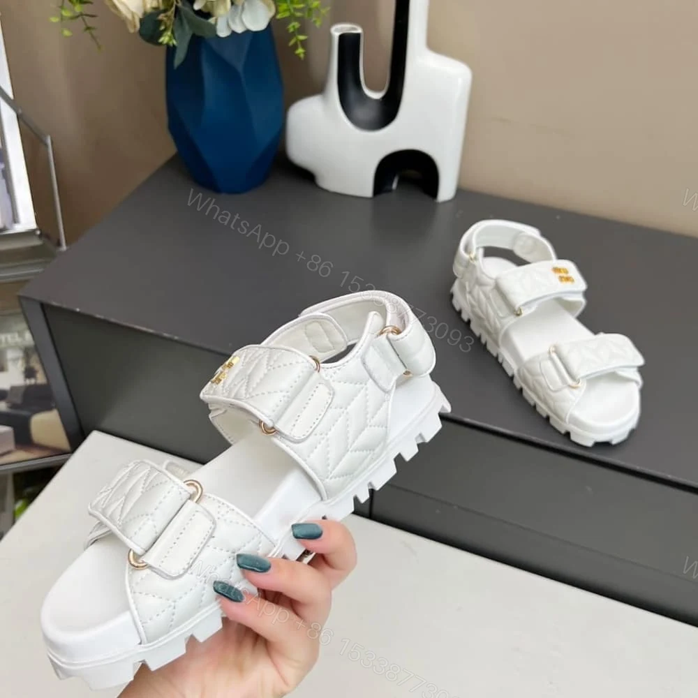 View 6 of MIUMIU SPORTY MATELASSE NAPPA LEATHER SANDALS WHITE 5X135E 88T F0009 F 010