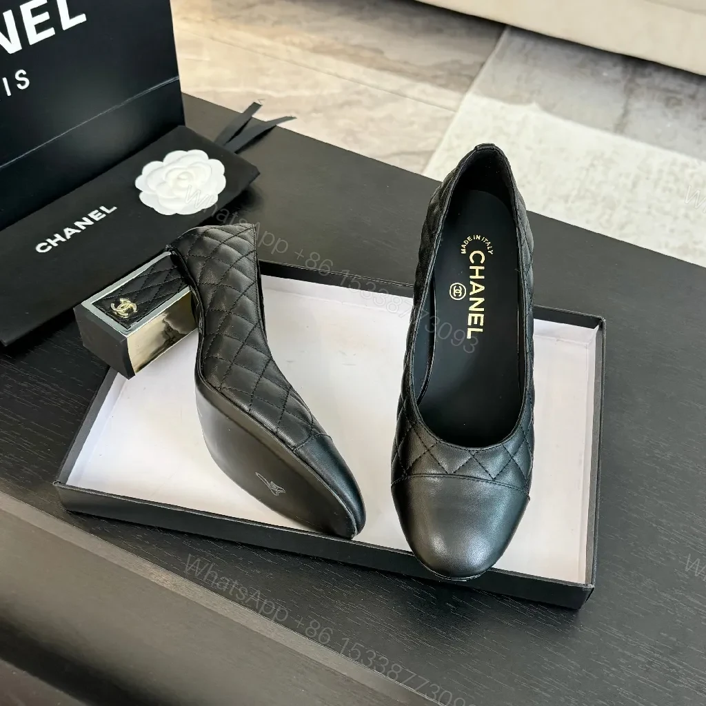 View 6 of Quilted Leather Pumps — City-Ready Comfort, Almond Toe