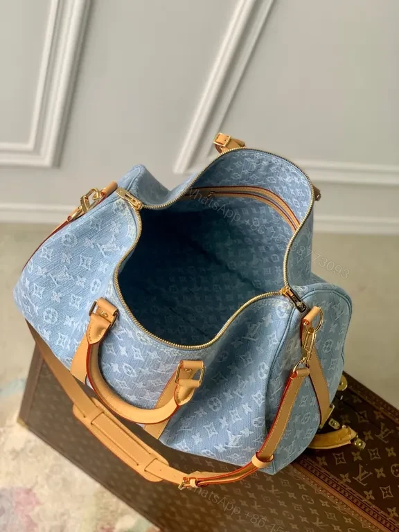 View 9 of Structured Denim Monogram Weekender: Luxury Travel Carryall