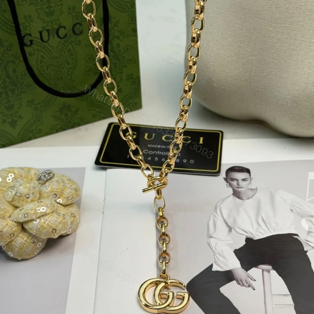 View 6 of Gucci GG Marmont Pendant Chain Necklace Gold ‎63865 I8157 8027