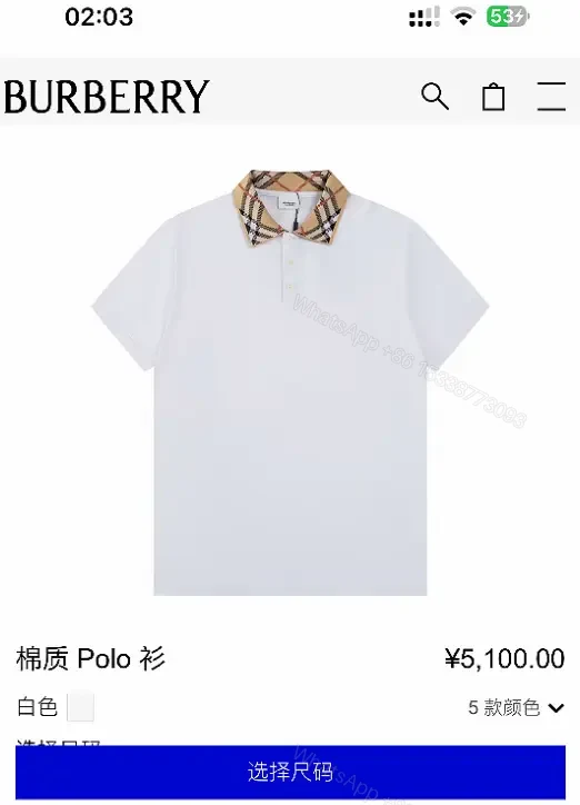 View 5 of White Piqué Polo with Signature Check Collar - Contemporary Luxury