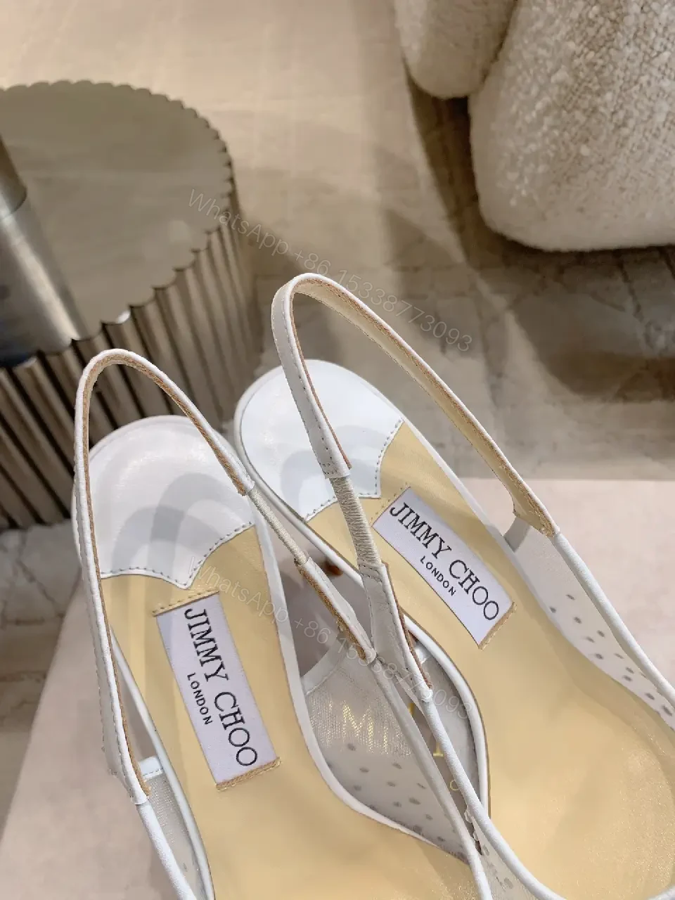 View 7 of Crystal-Embellished Pointed-Toe Slingbacks - Elegant Glam Heels