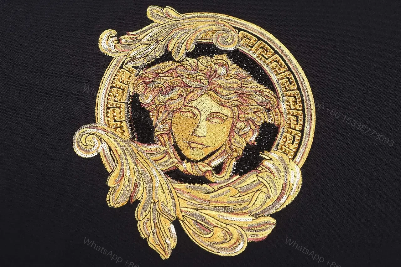 View 6 of Lux Medusa Tee: Gold Crest, Black Cotton-Blend, Luxe Casual