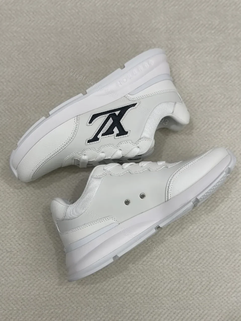 View 3 of White Leather Luxe Sneakers: Signature Accents, All-Day Comfort