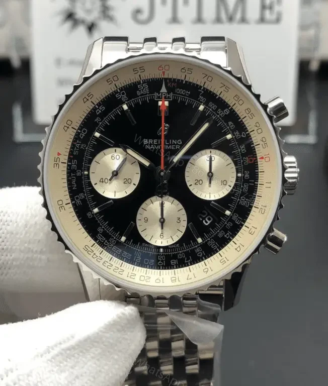 View 2 of Breitling Navitimer Chronograph Replica Watch Stainless Steel Black Dial