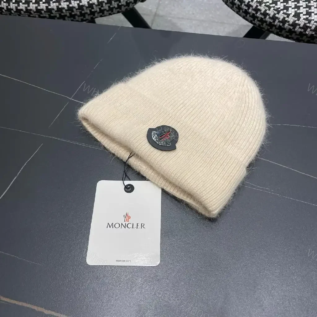 View 6 of Cream Knit Beanie Mid-Citified Emblem Cozy Luxury Beanie