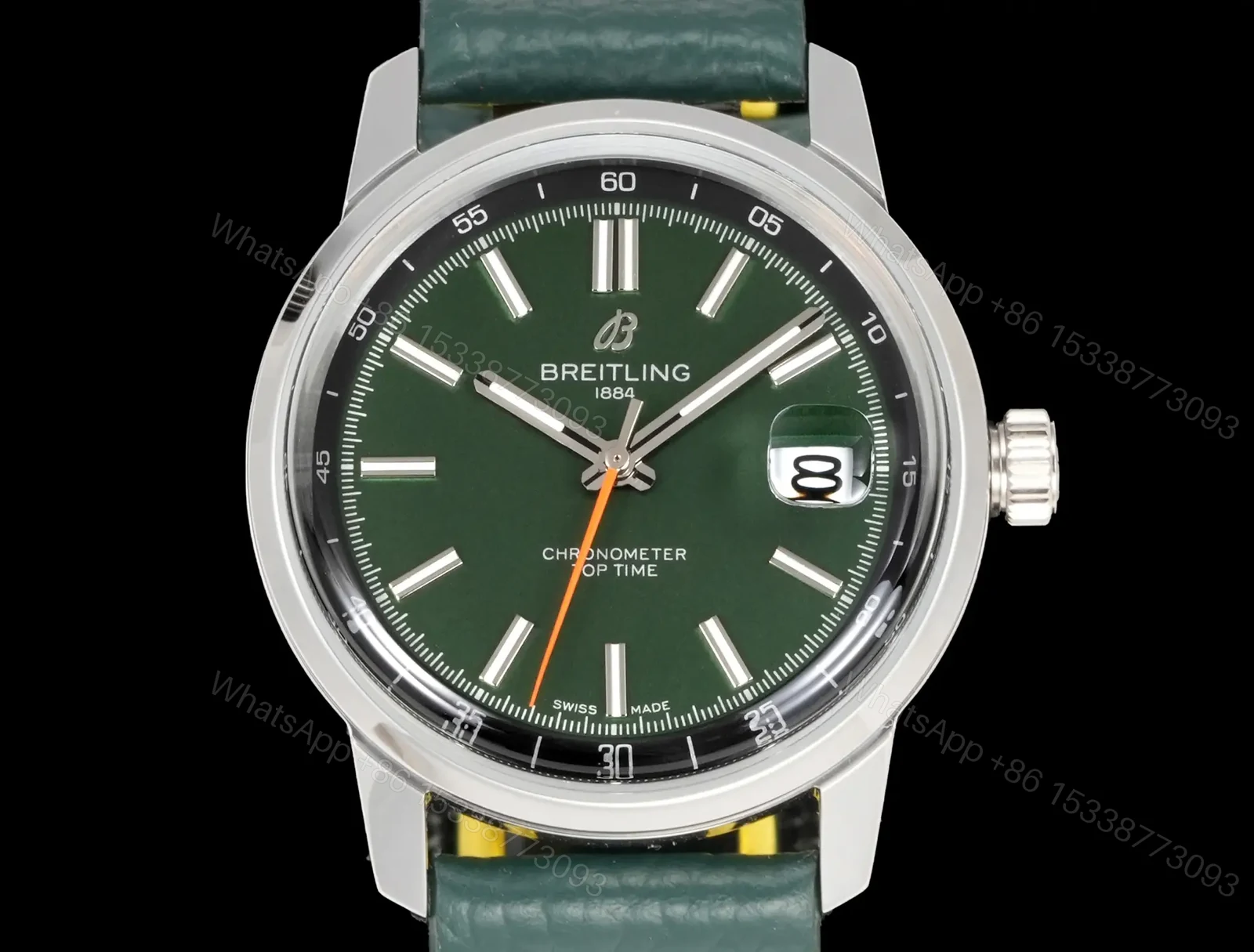 View 5 of Breitling Top Time B31 Green Replica Leather Strap 38MM Premium AB3113281A1X1
