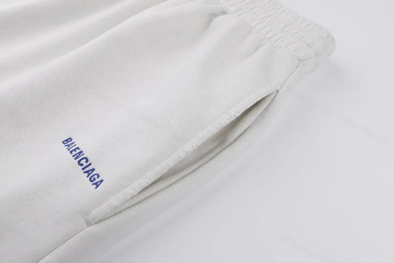 View 2 of White Cotton Shorts, Slim Fit, Drawstring Waist, Balenciaga Style