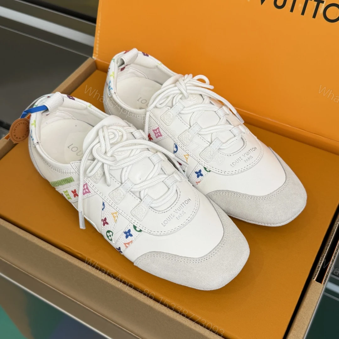 View 3 of white leather Louis Vuitton Sneakerina trainers