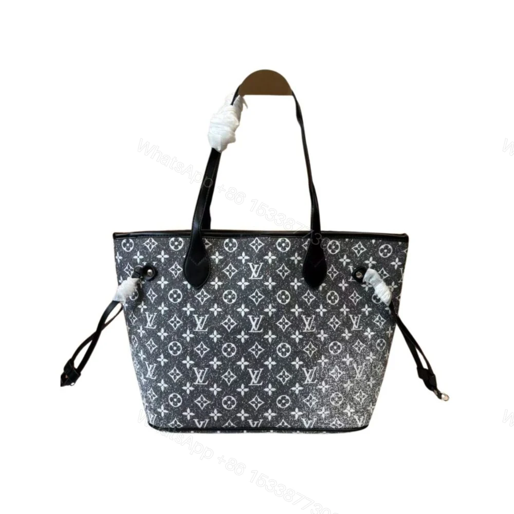 View 2 of Louis Vuitton Neverfull MM Monogram Jacquard Denim Totes Bag Grey 31cm M21465