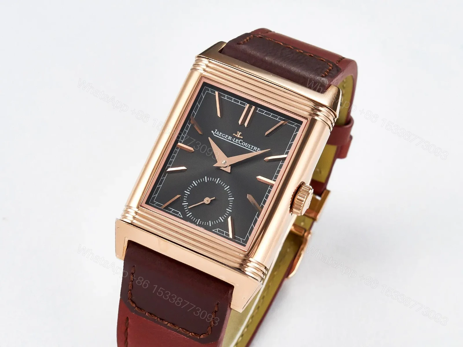 View 3 of Reverso Tribute Duoface Small Seconds RG MGF Best Edition Black Dial on Red Leather Strap A854A