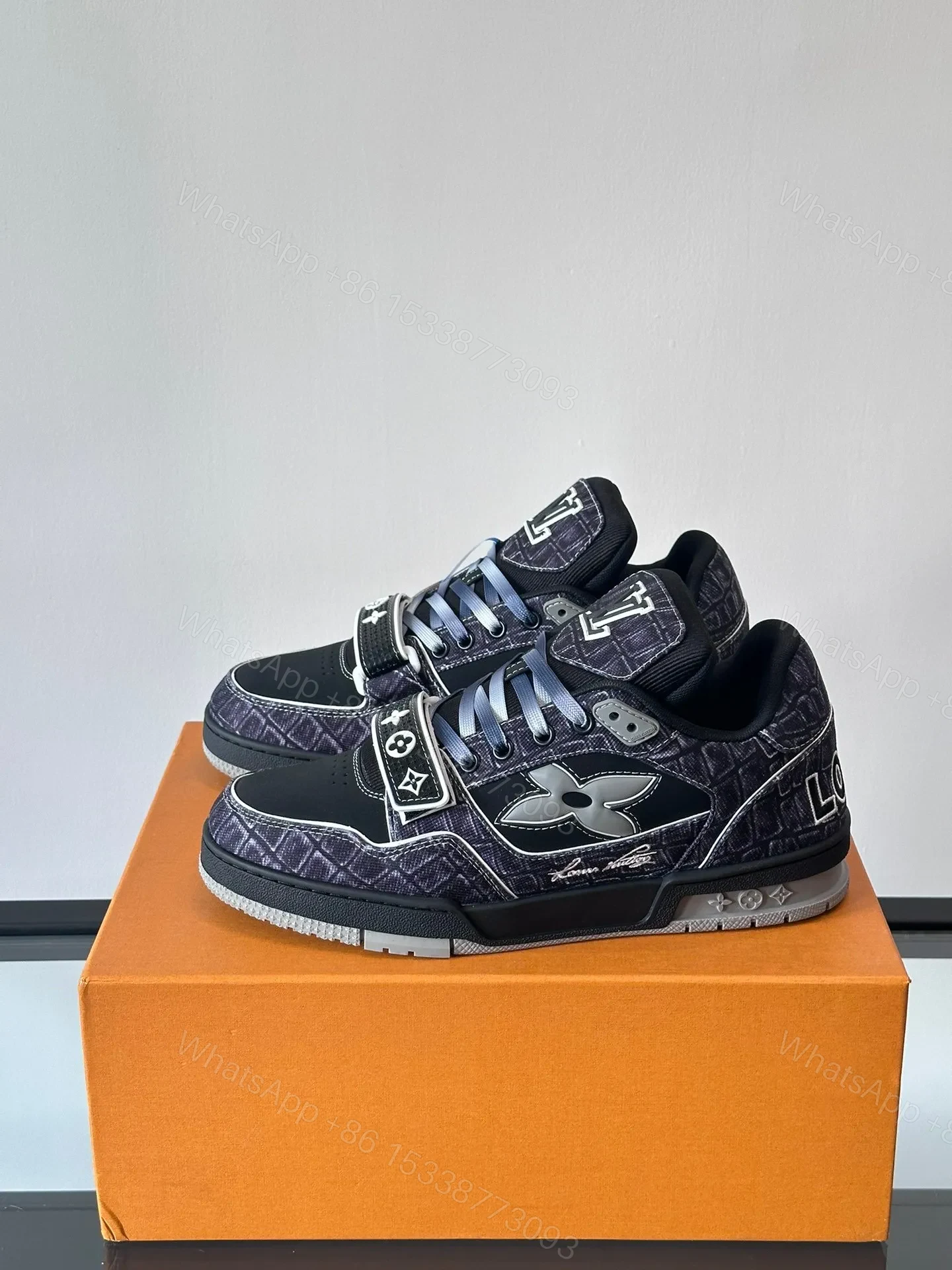 View 2 of LV Men Black Fabric Sneakers