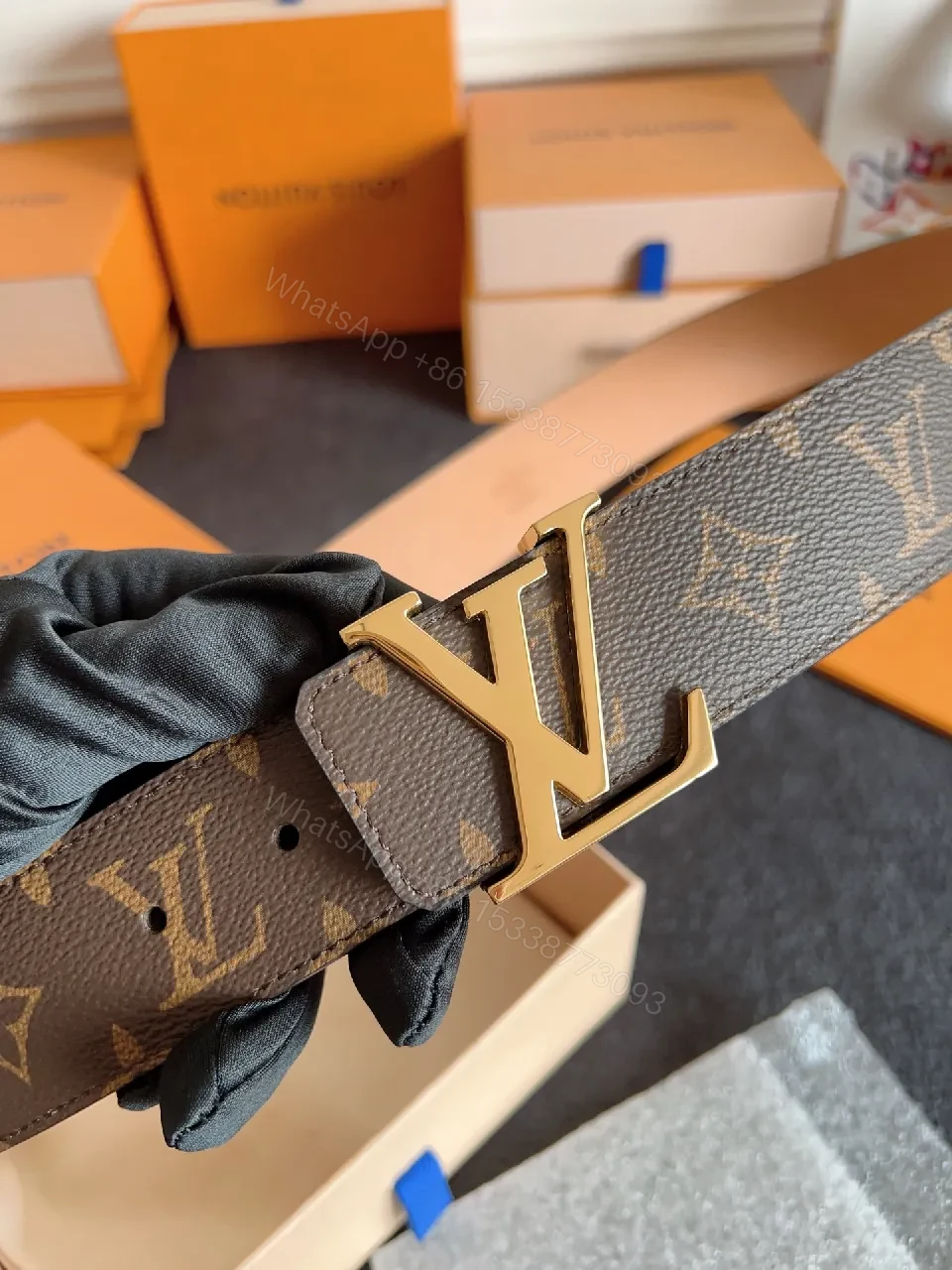 View 6 of Lux Monogram Belt: Gold Buckle, Everyday Luxury Accessory