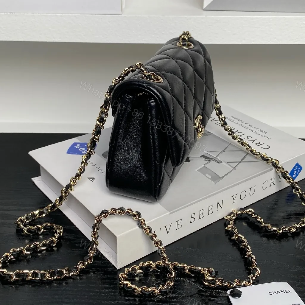 View 4 of Quilted Leather Shoulder Bag: Gold Chain, Compact Glam