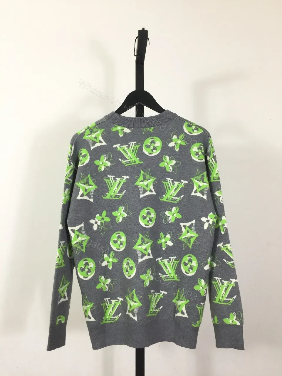 View 5 of Neon LV-Inspired Knit: Bold Graphics, Everyday Luxury Knitwear