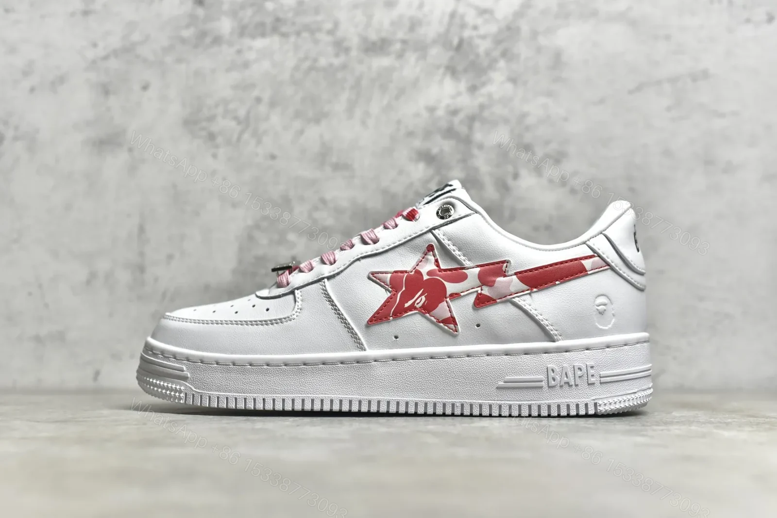 A BATHING APE Bape Sta Low White and Red — view 1