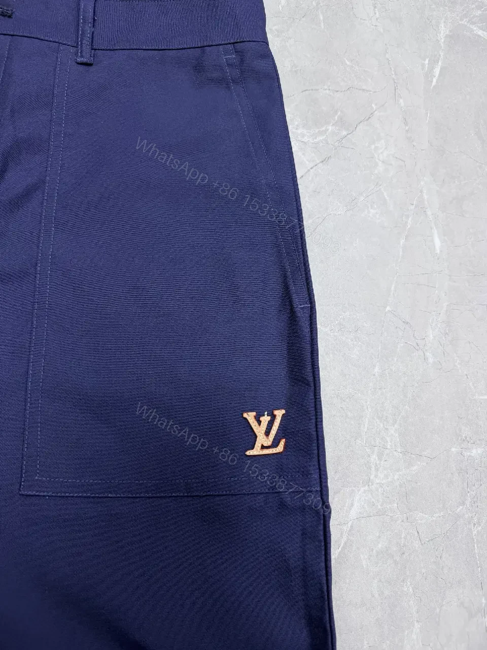 View 4 of Navy Cotton Shorts Casual Louis Vuitton-Style Key Feature Pocketed Short