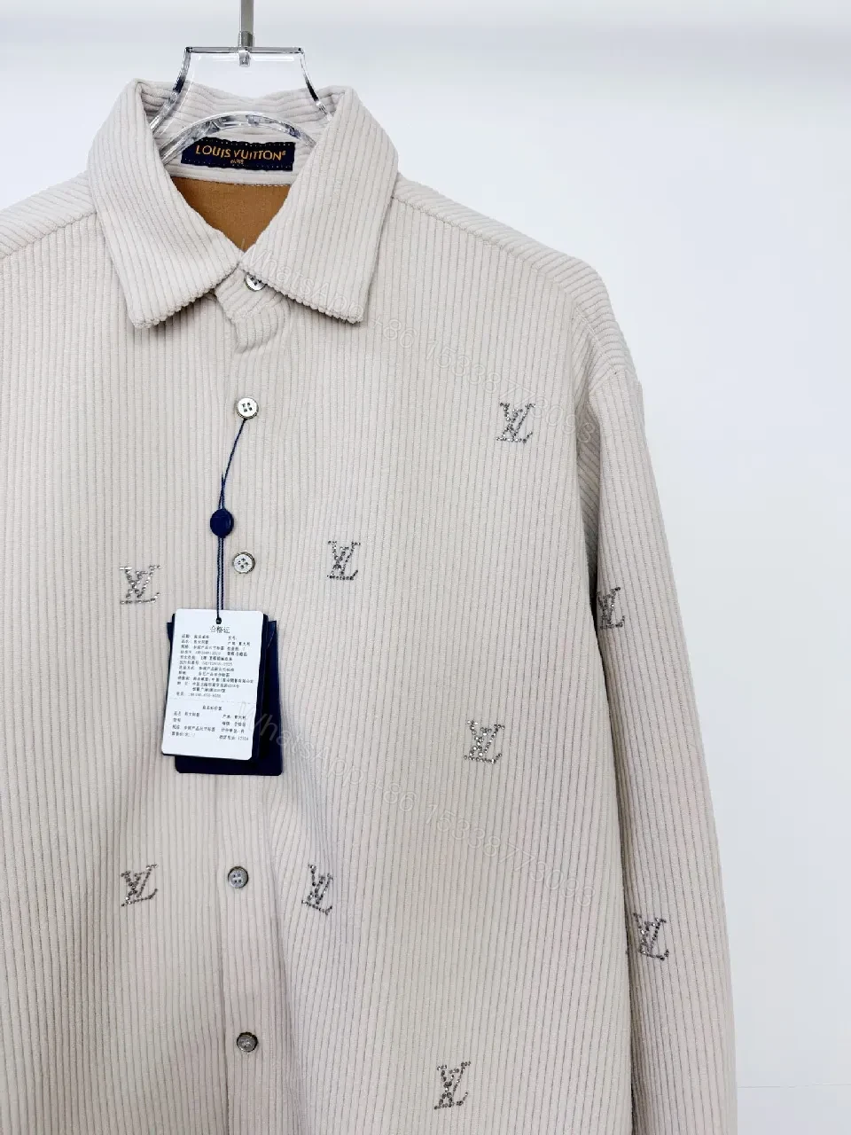 View 9 of Textured Corduroy Shirt — Subtle Monogram Luxury Shirt