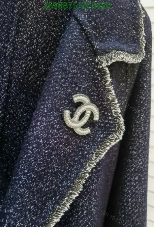 View 4 of Chanel Women’s Long Wool Coat ZC8420 in Night Blue