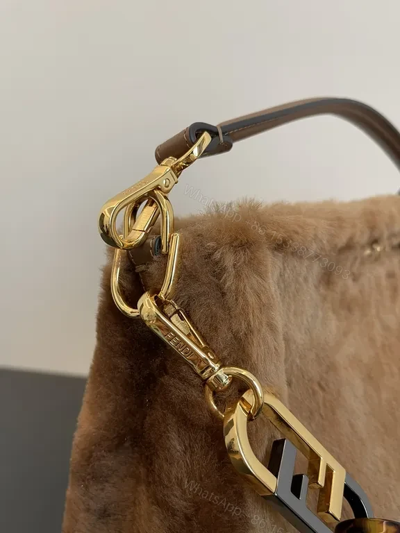 View 4 of Luxurious Fendi Fur Bag: Gold-Logo, Soft Texture, chic silhouette