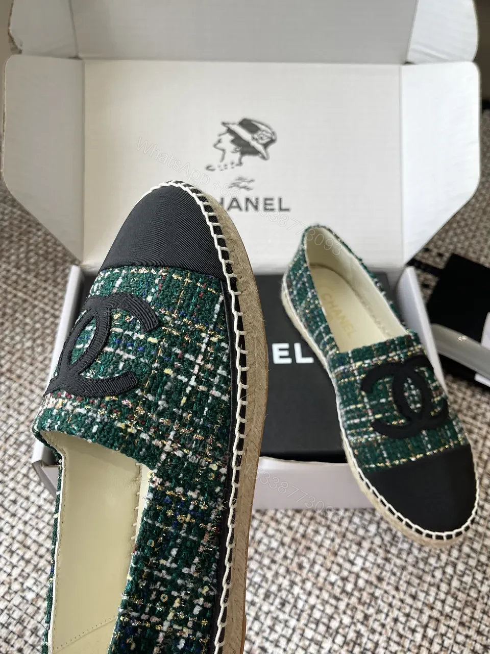 View 8 of Green Tweed Slip-Ons: Luxe Logo Cap Toe Loafers