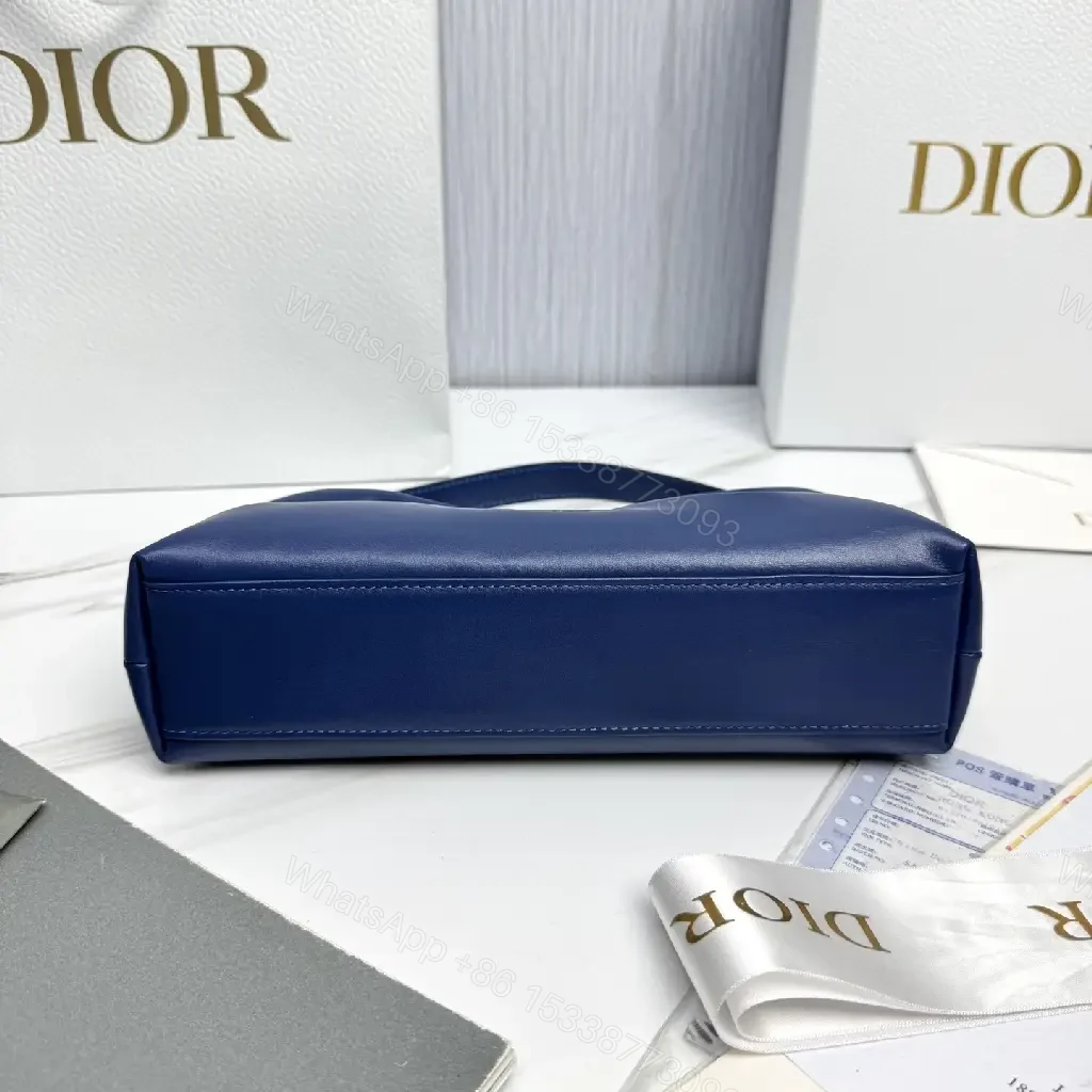 View 6 of Elegant Navy Textured Bag with Bowed Chain - Luxury Everyday Tote