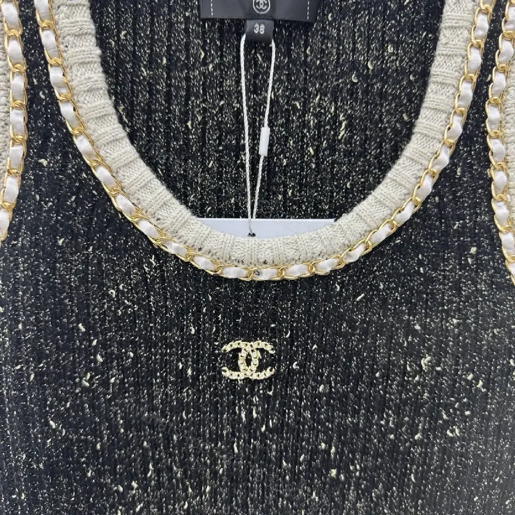 View 8 of Textured Tweed Knit Tank with Crystal Trim
