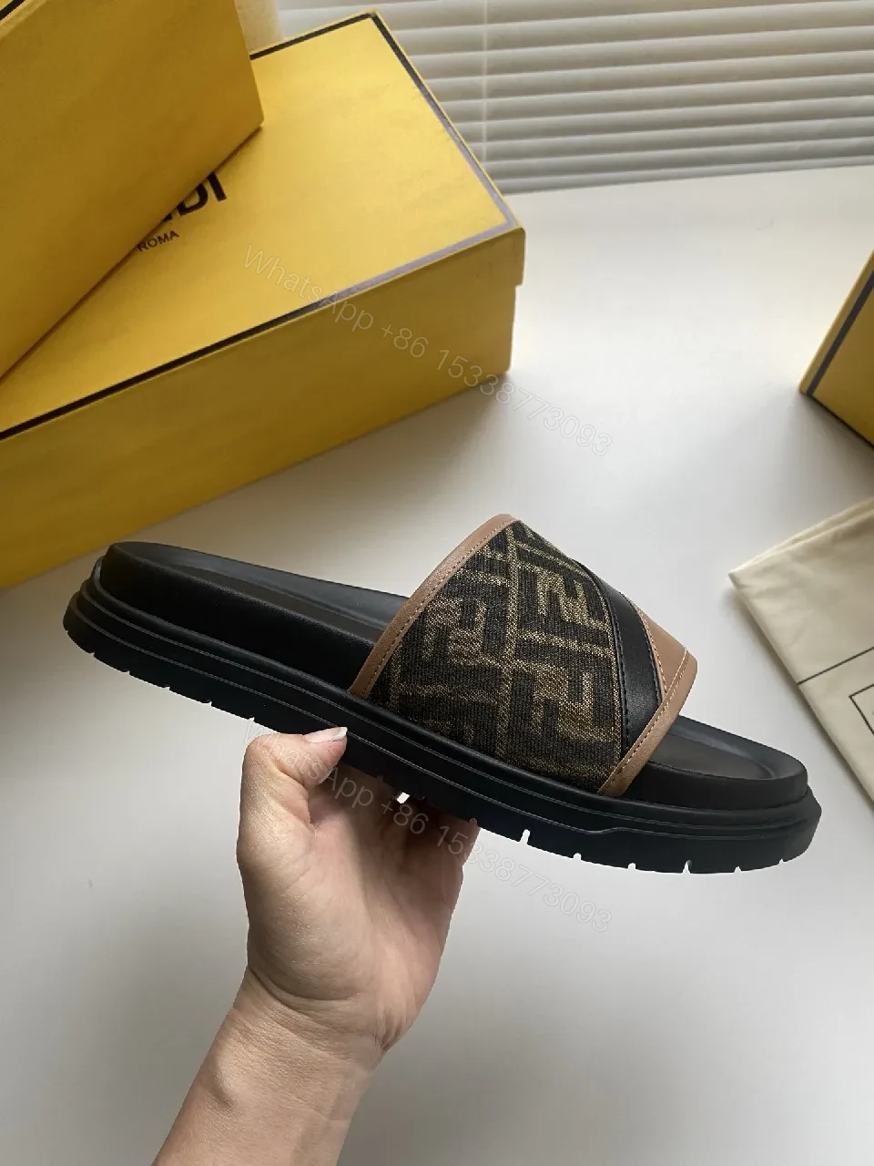View 2 of Monogram Canvas Slide Sandals: Modern Comfort & Luxe Detailing
