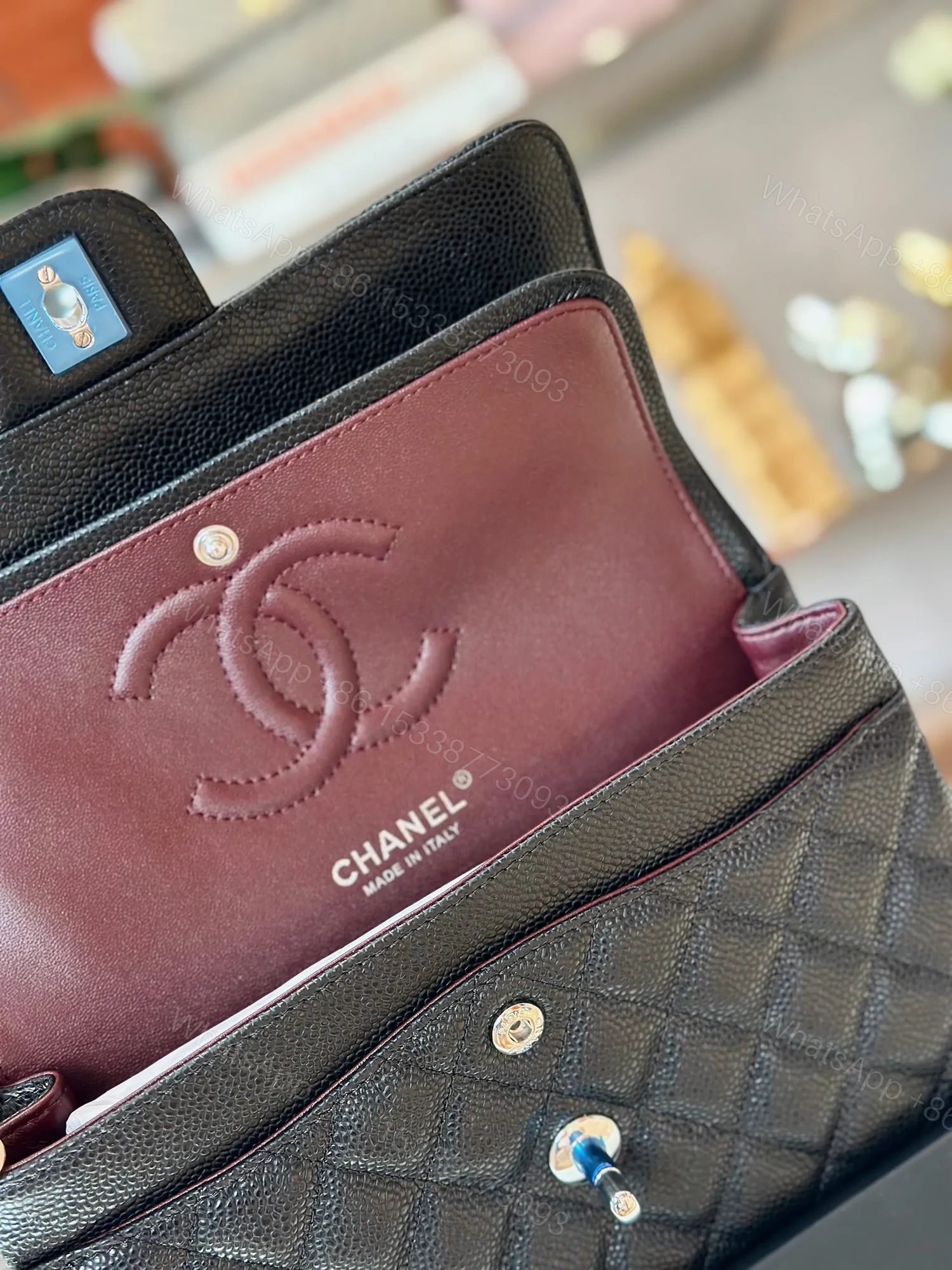 View 7 of Chanel Classic 11 Handbags Woman’s Black Leather Lock Silver 23cm