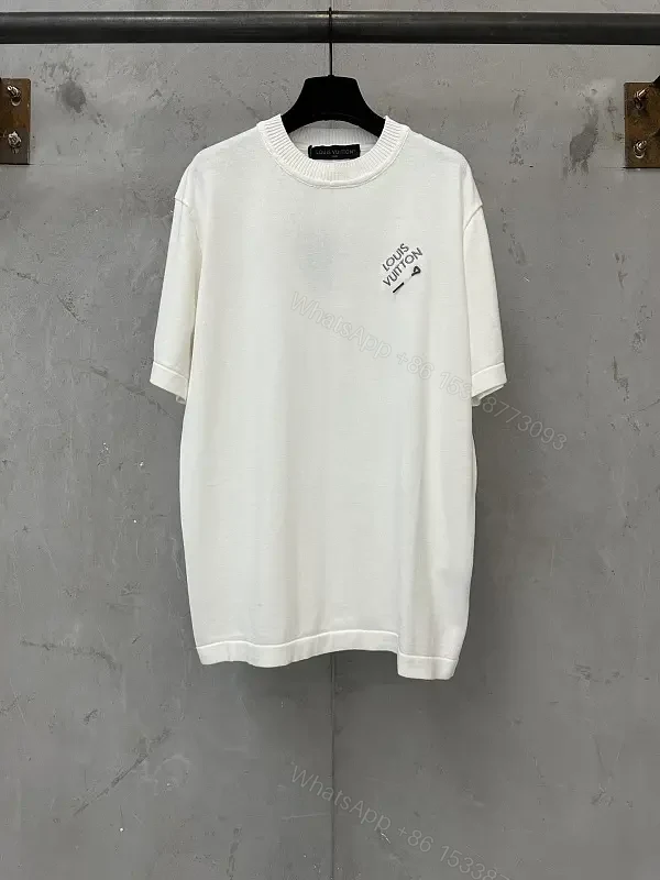 White Cotton Oversized Tee with Diagonal LV Logo Shirt — view 1